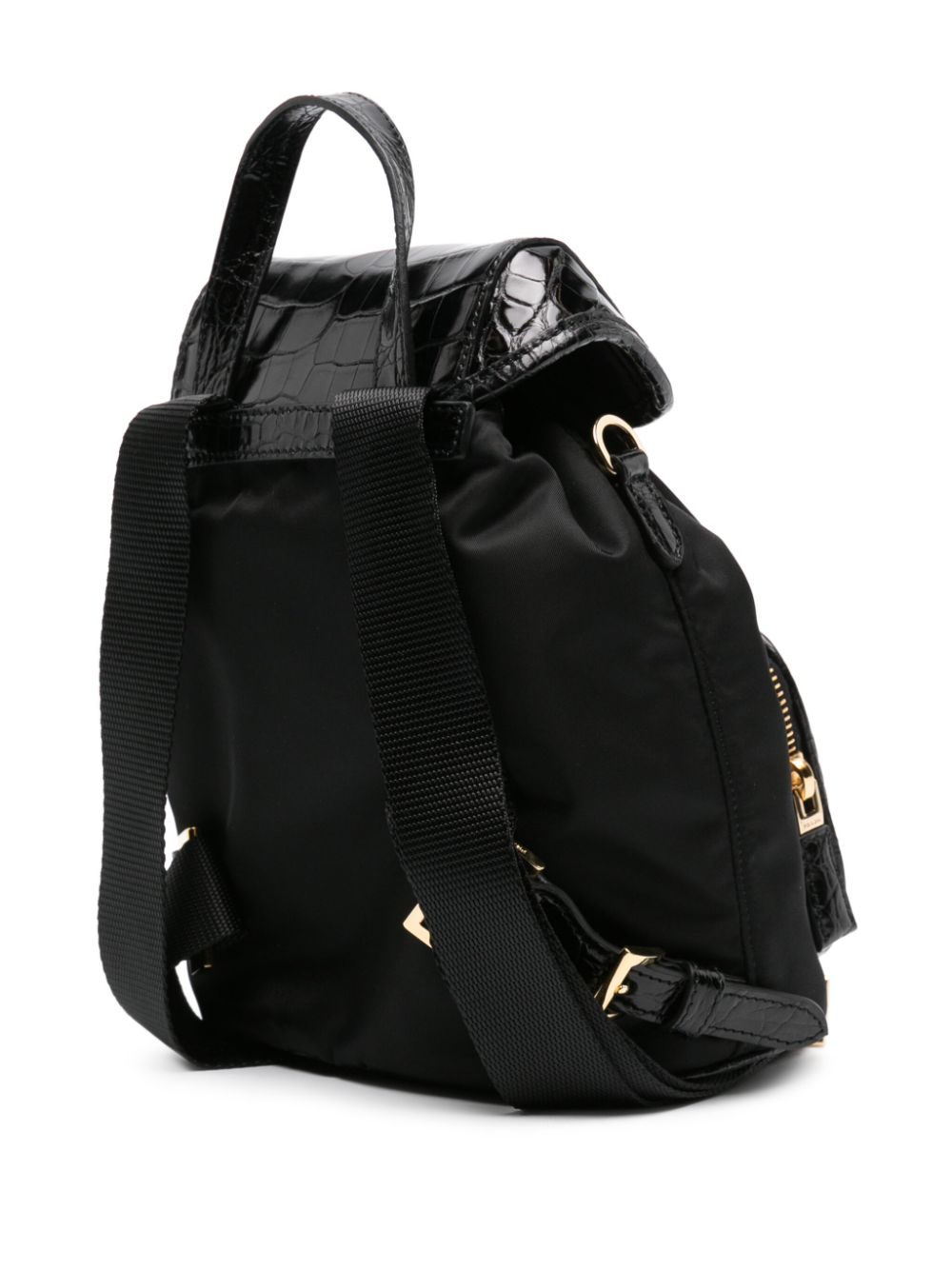 Pra*a logo-plaque leather backpack