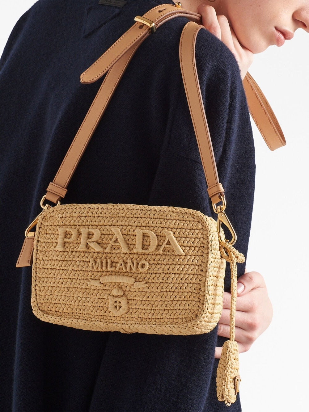Pra*a raffia shoulder bag
