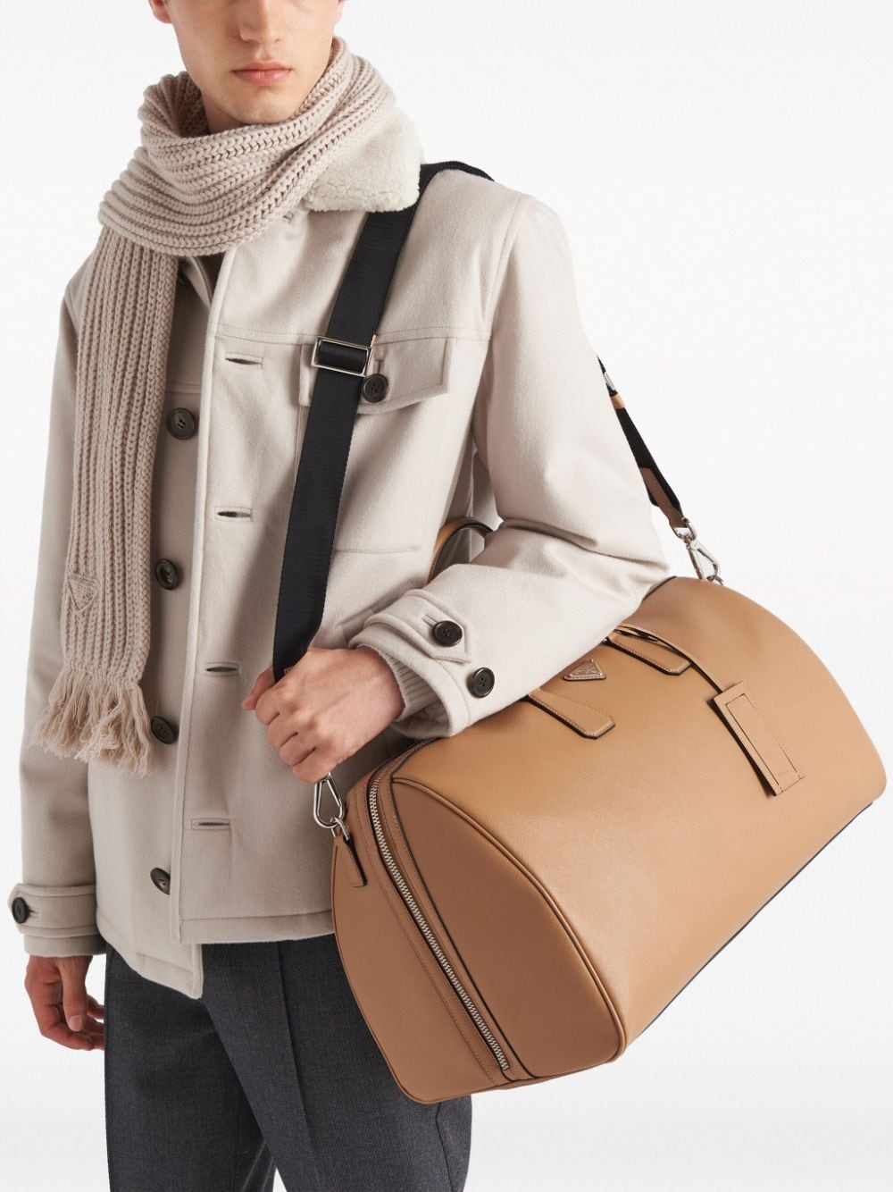 Pra*a triangle-logo leather bag