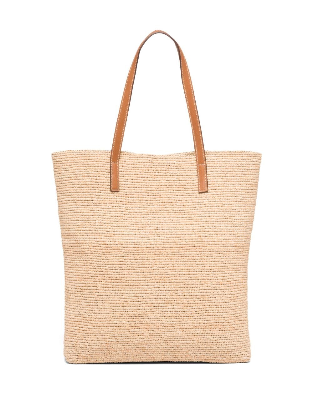 Pra*a triangle-logo raffia tote bag