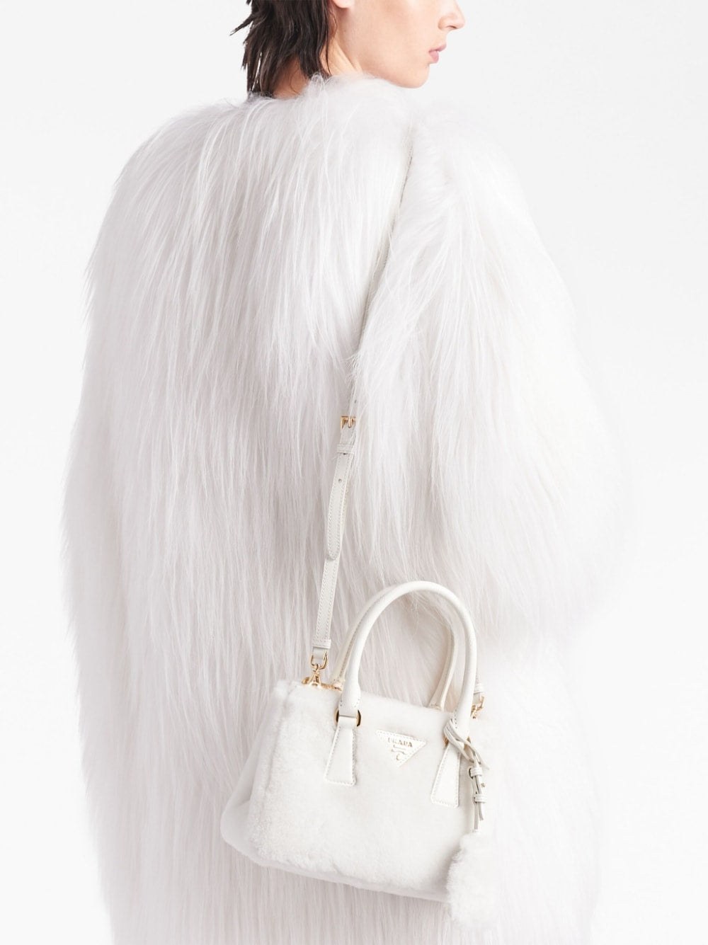 Pra*a galleria shearling mini bag