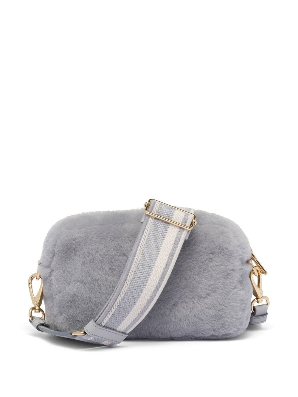 Pra*a triangle-plaque shearling shoulder bag