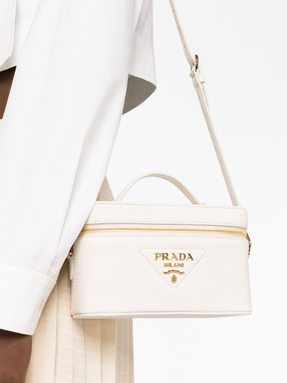Pra*a logo-plaque leather mini bag