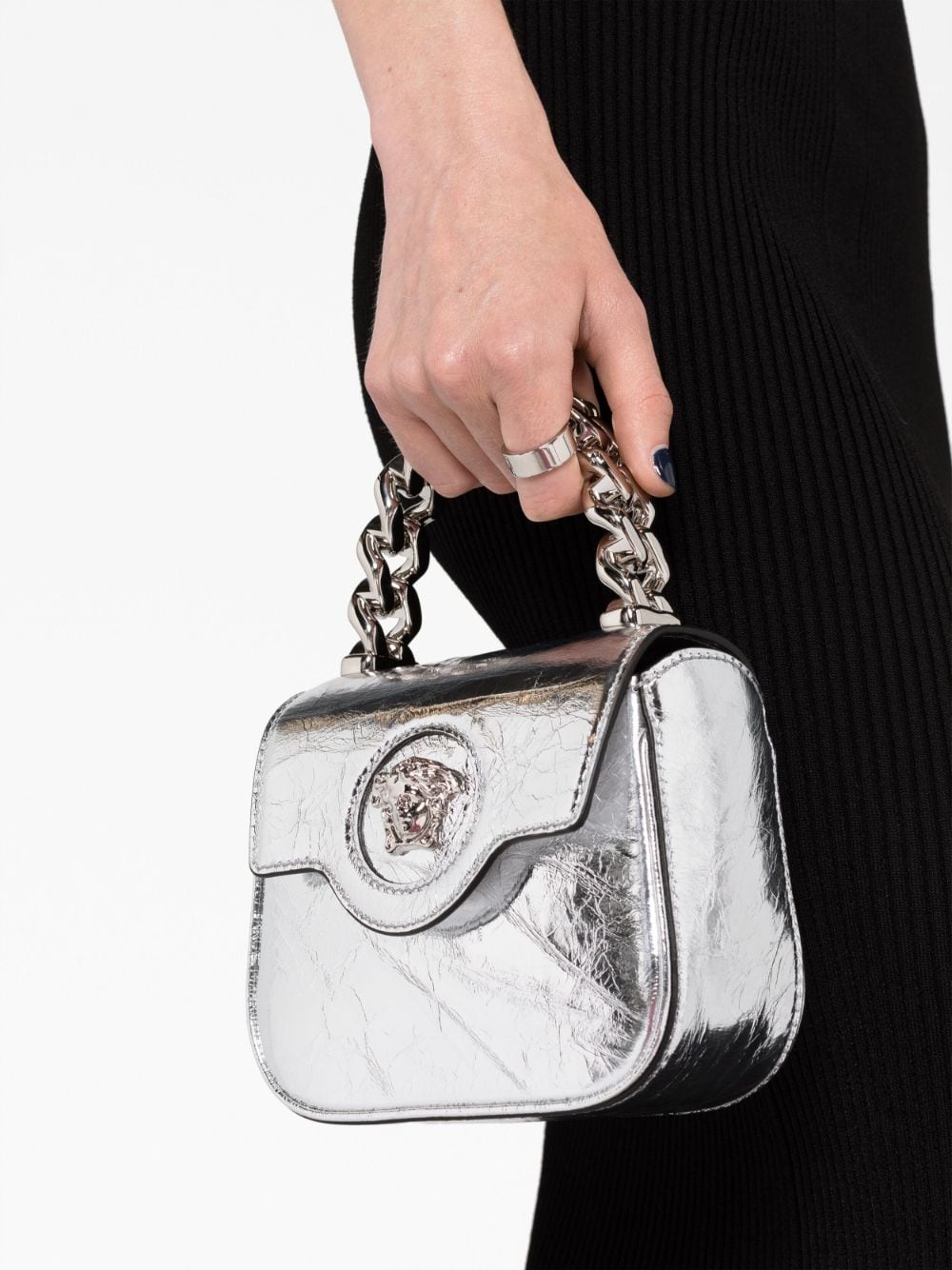 Versace La Medusa metallic leather mini bag