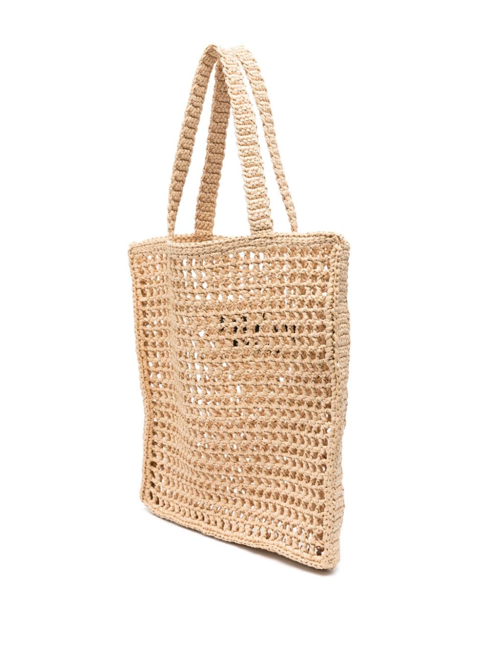Pra*a triangle-logo raffia tote bag