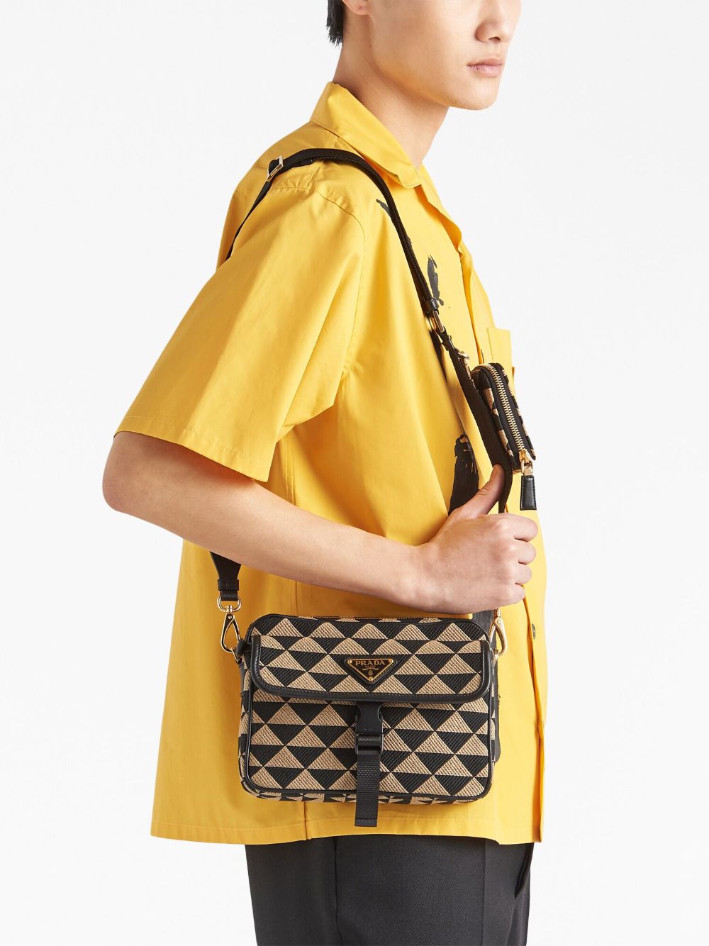 Pra*a symbole embroidered shoulder bag