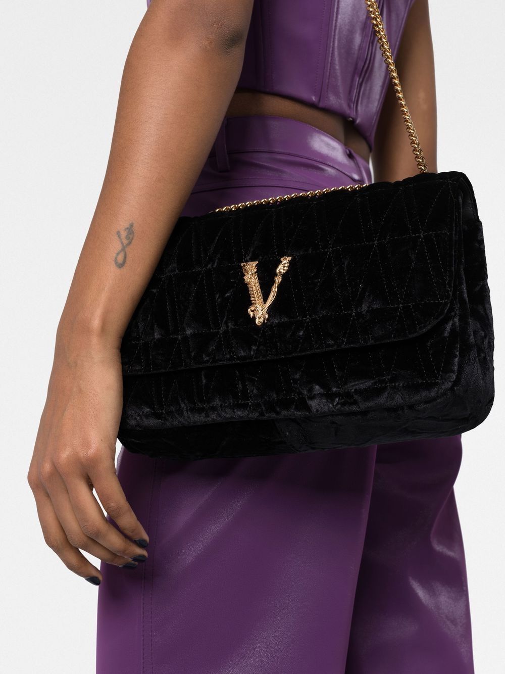 Versace Virtus velvet shoulder bag
