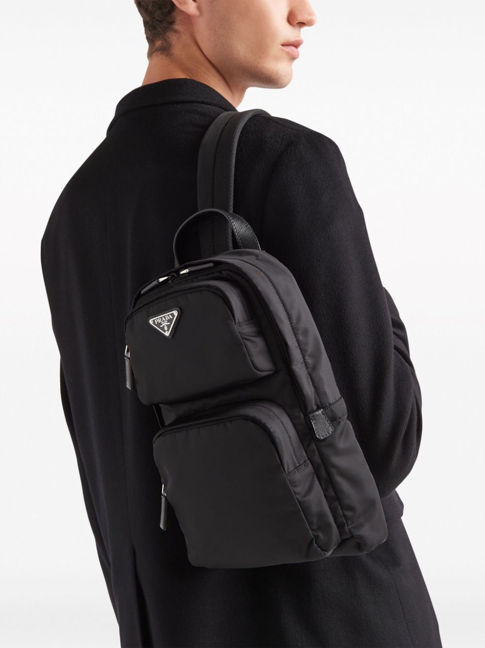 Pra*a enamel triangle-logo backpack