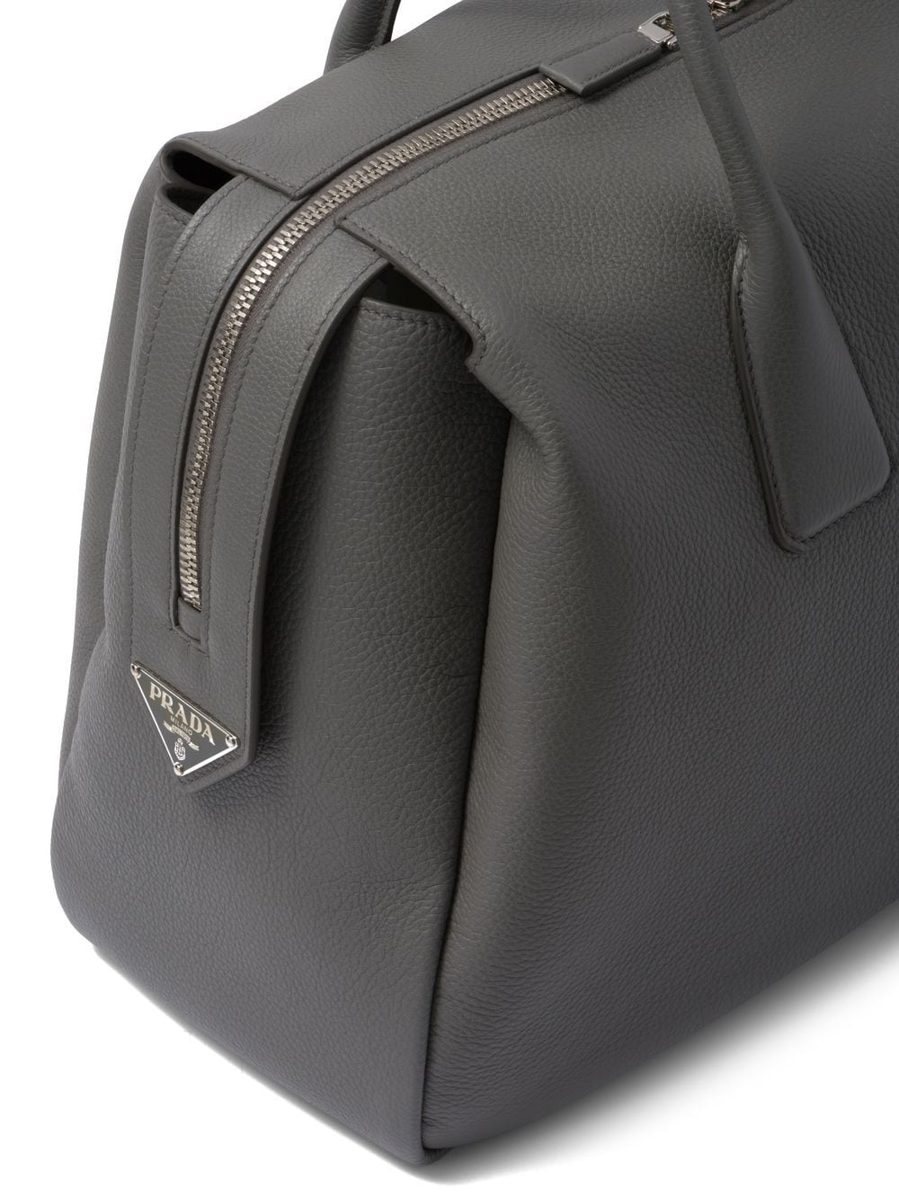 Pra*a triangle logo leather travel bag