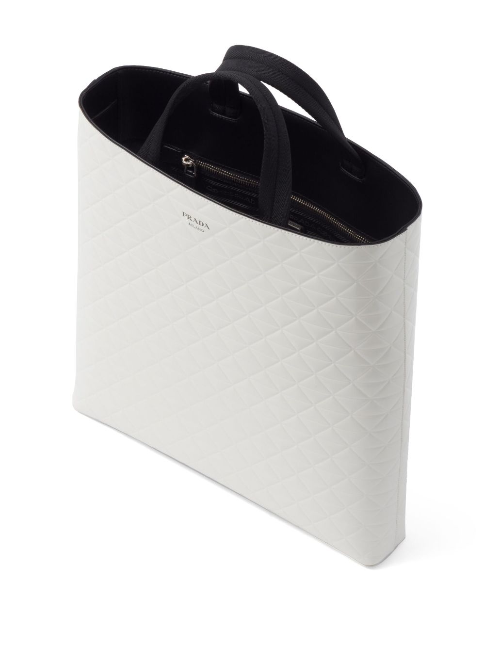 Pra*a embossed-triangles leather tote bag