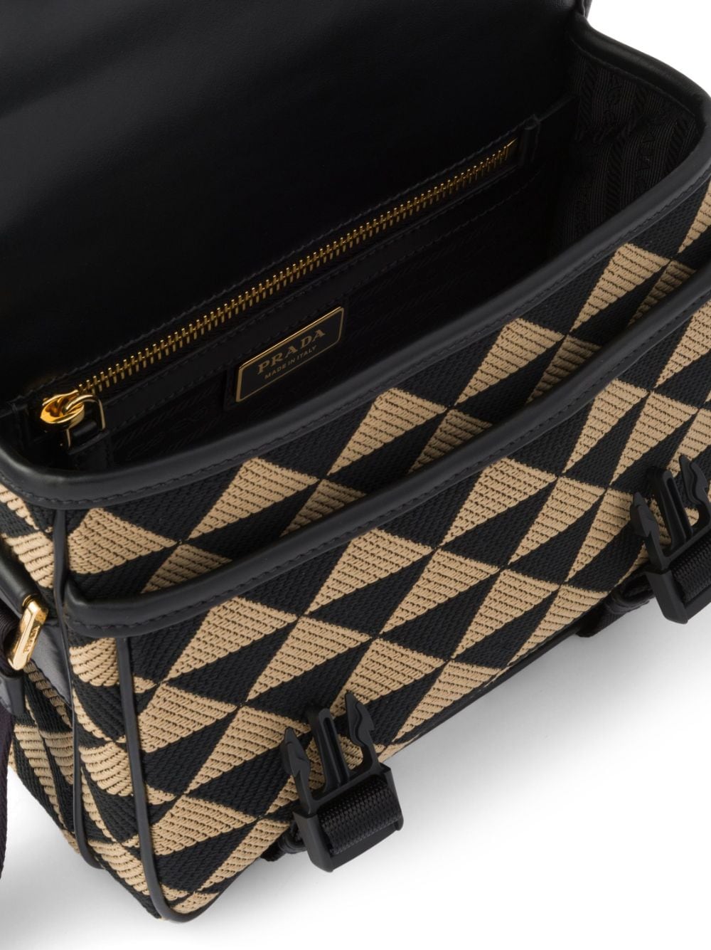 Pra*a symbole embroidered messenger bag