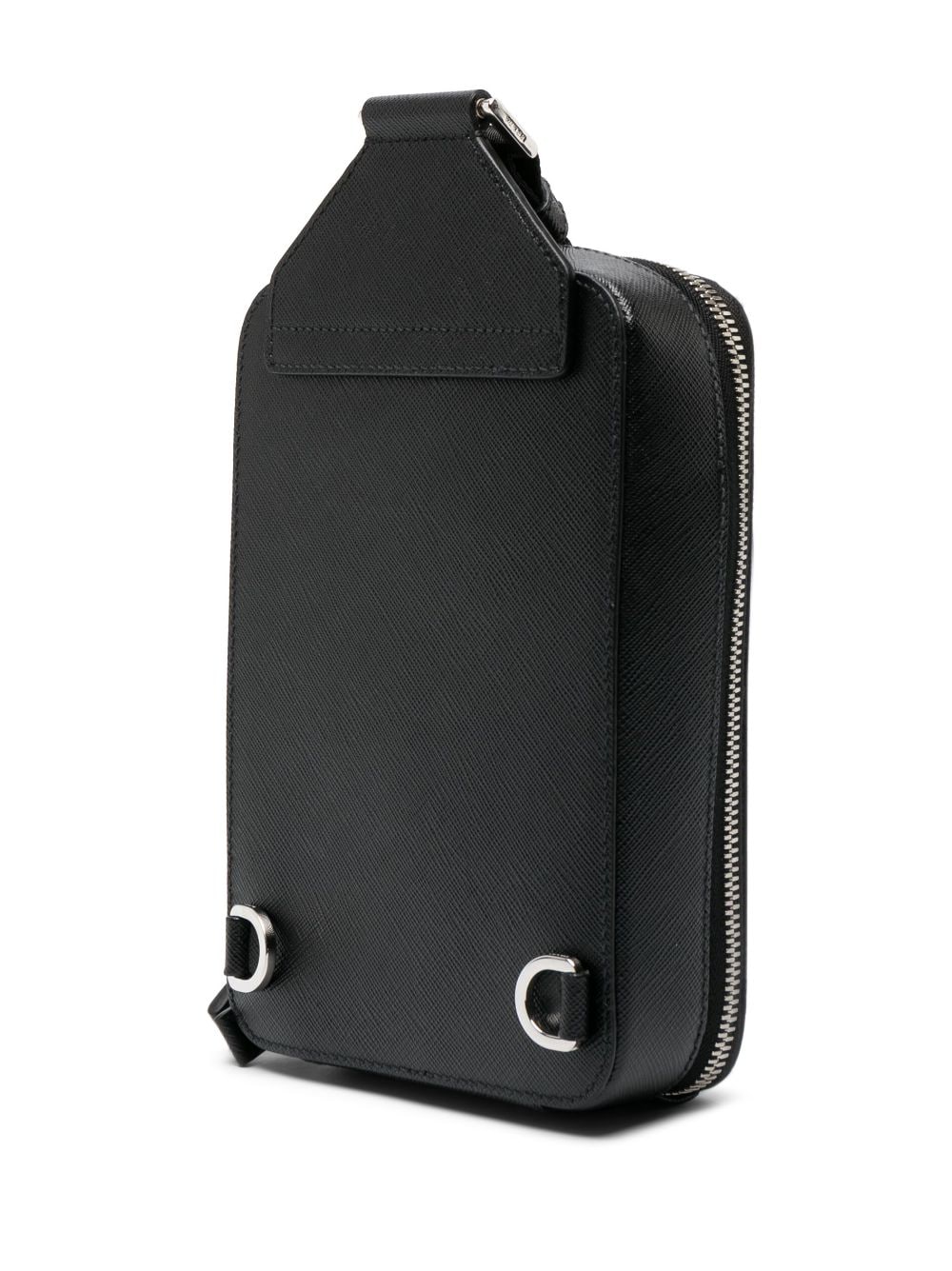 Pra*a triangle-logo leather messenger bag