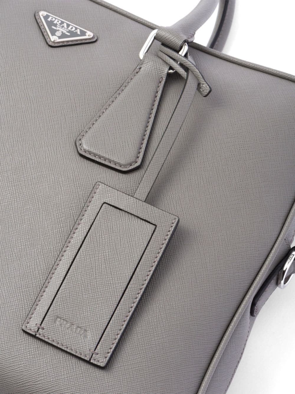 Pra*a triangle-logo saffiano leather briefcase