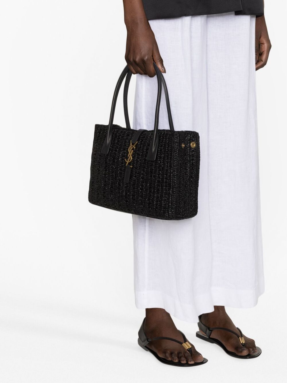 Saint Laurent Panier raffia tote bag