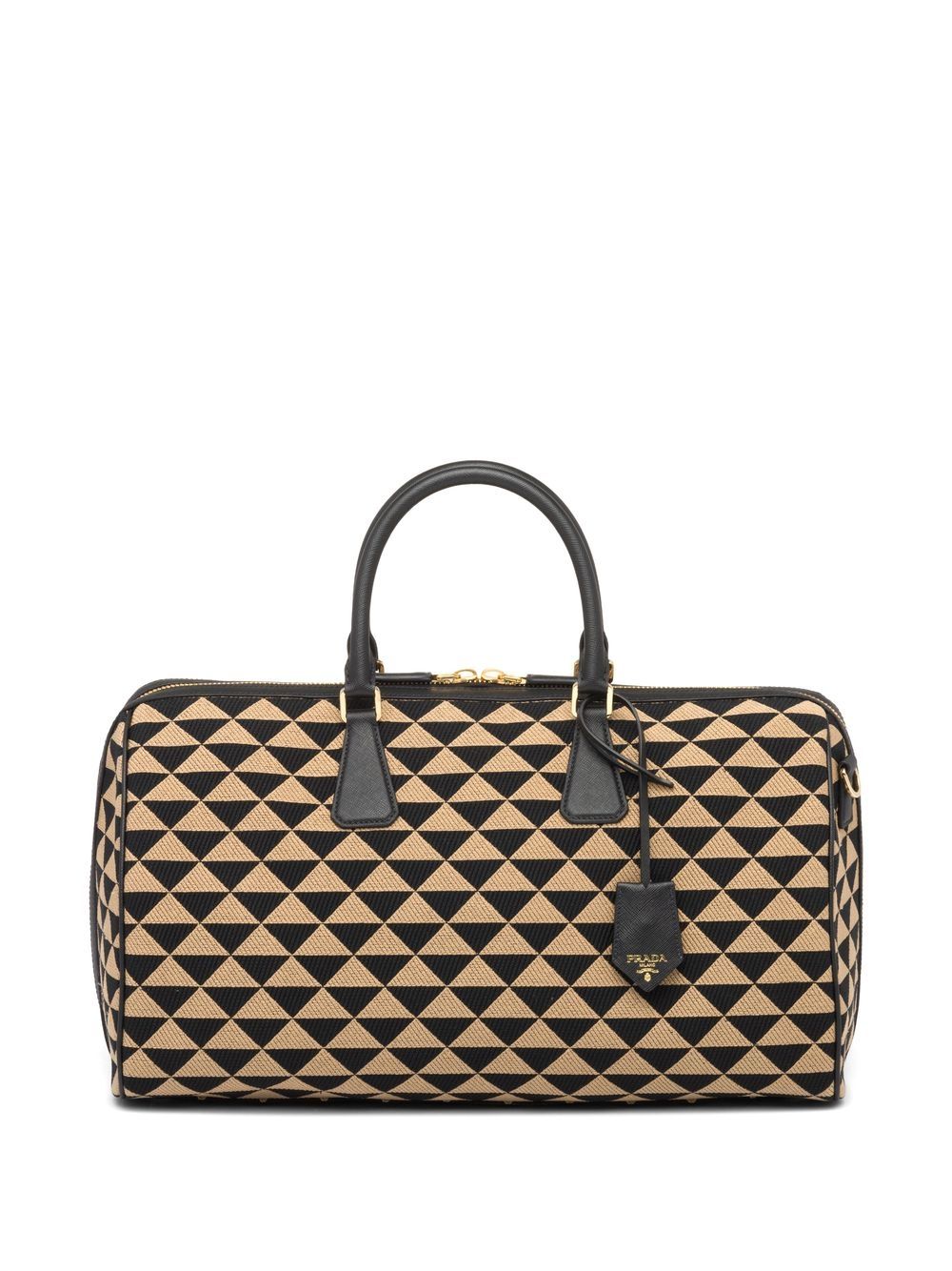 Pra*a symbole embroidered fabric travel bag