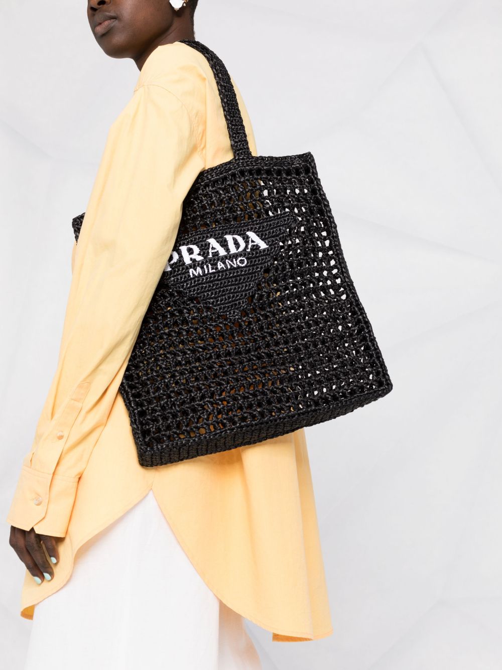 Pra*a interwoven-design logo-print shoulder bag