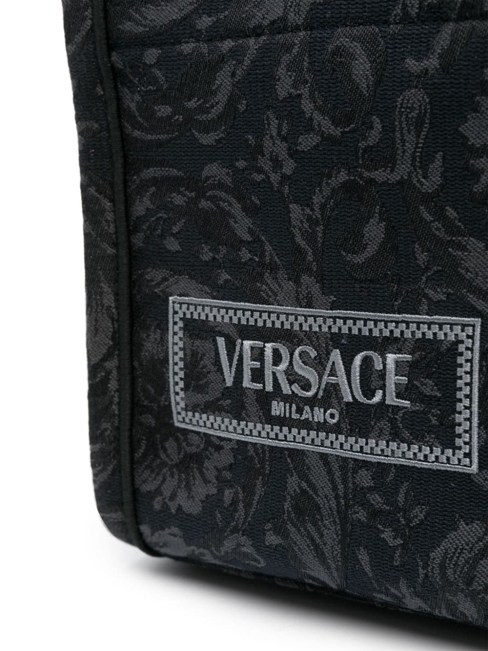 Versace mini logo-embroidered jacquard tote bag