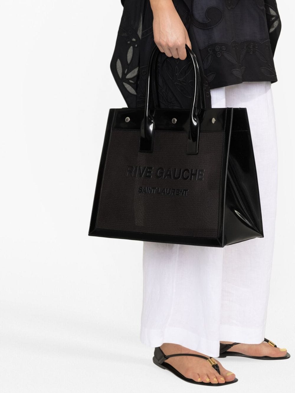 Saint Laurent Rive Gauche patent-finish tote bag
