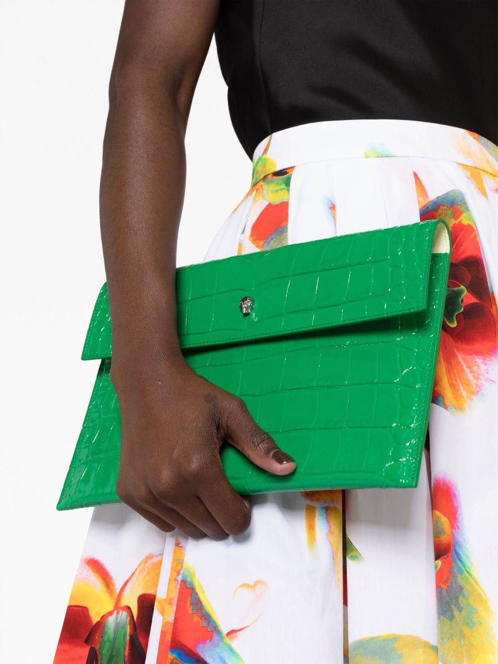 Alexander McQueen crocodile-embossed envelope clutch bag