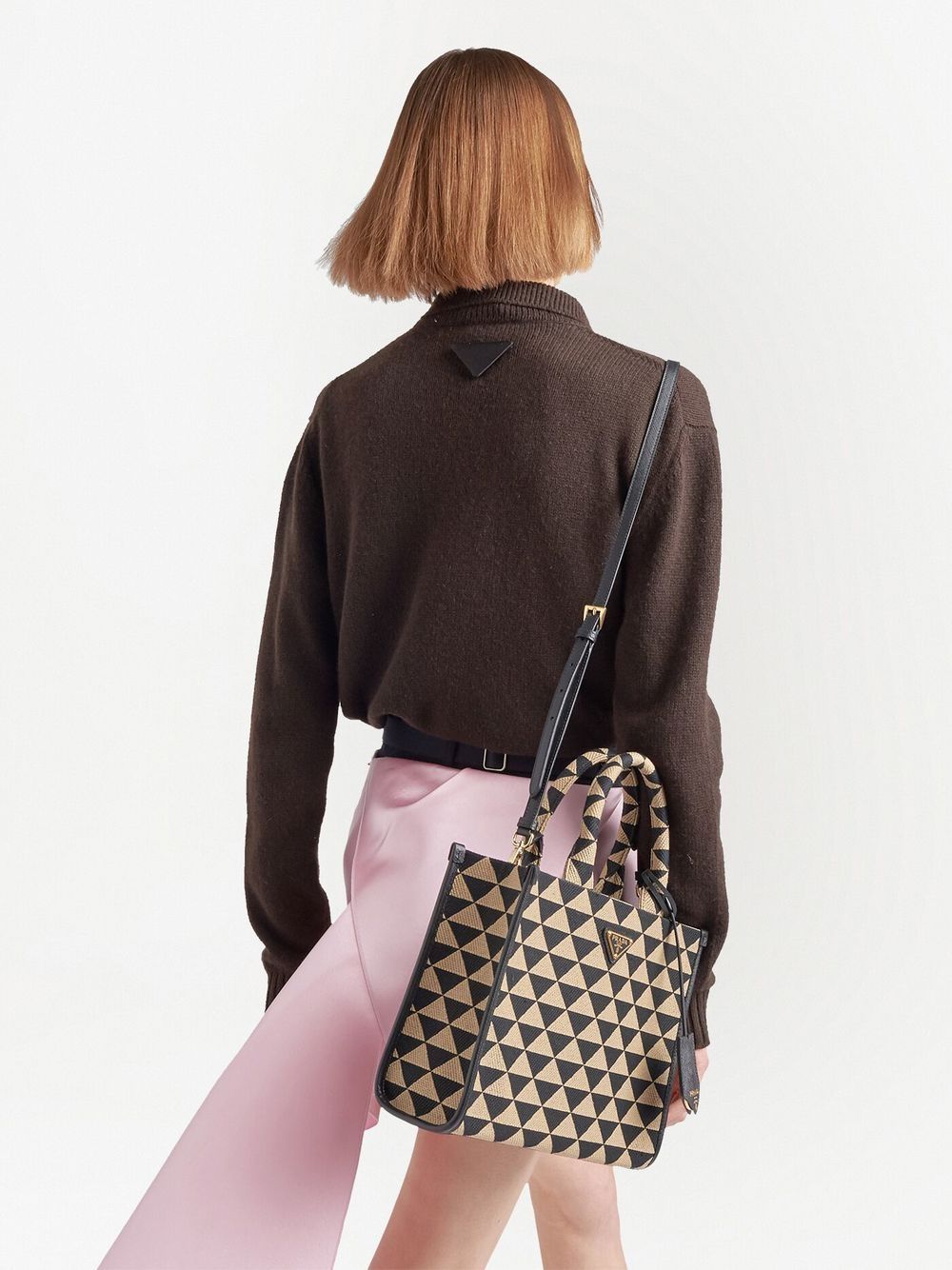 Pra*a small symbole embroidered tote bag