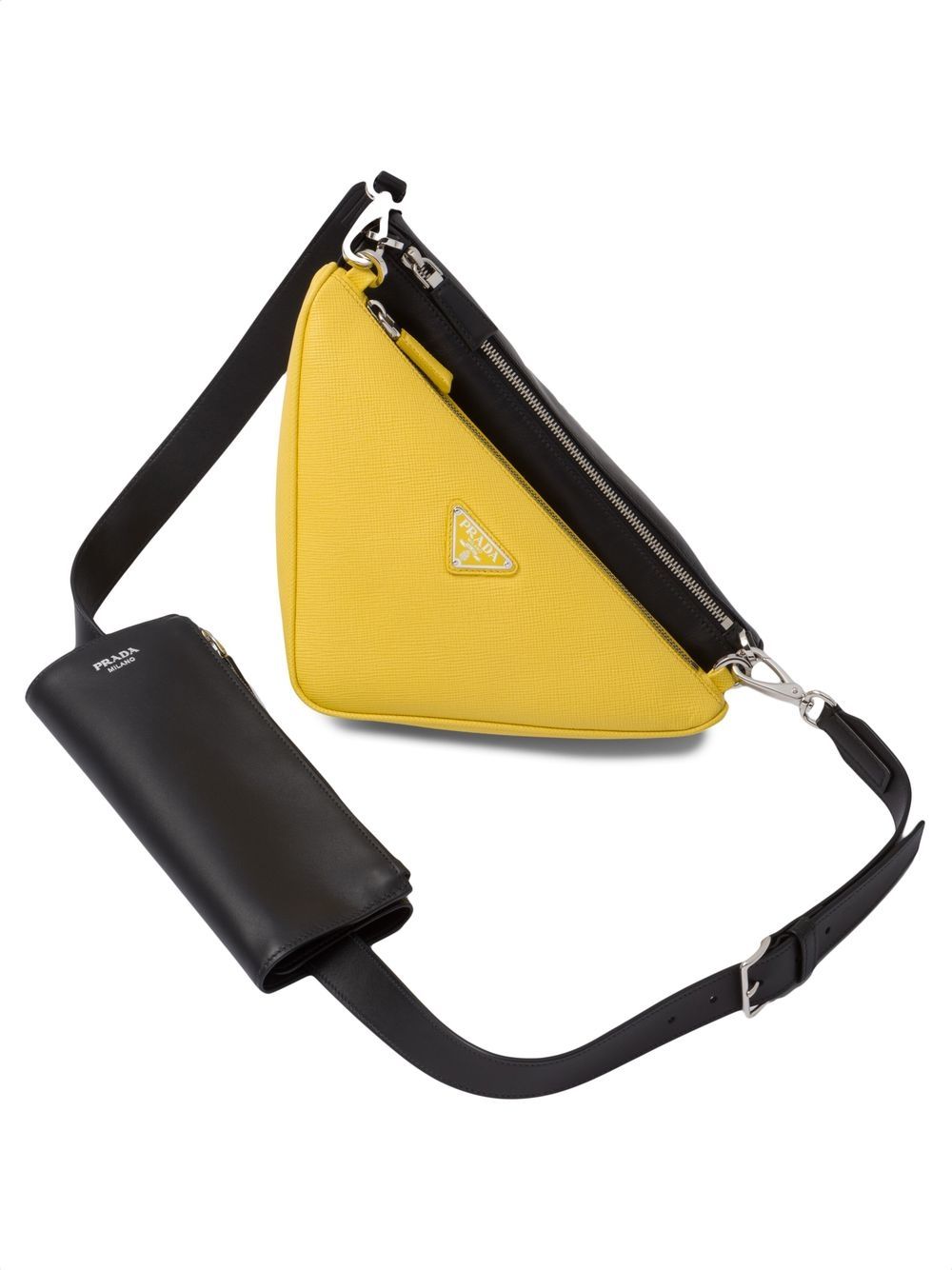 Pra*a triangle double messenger bag