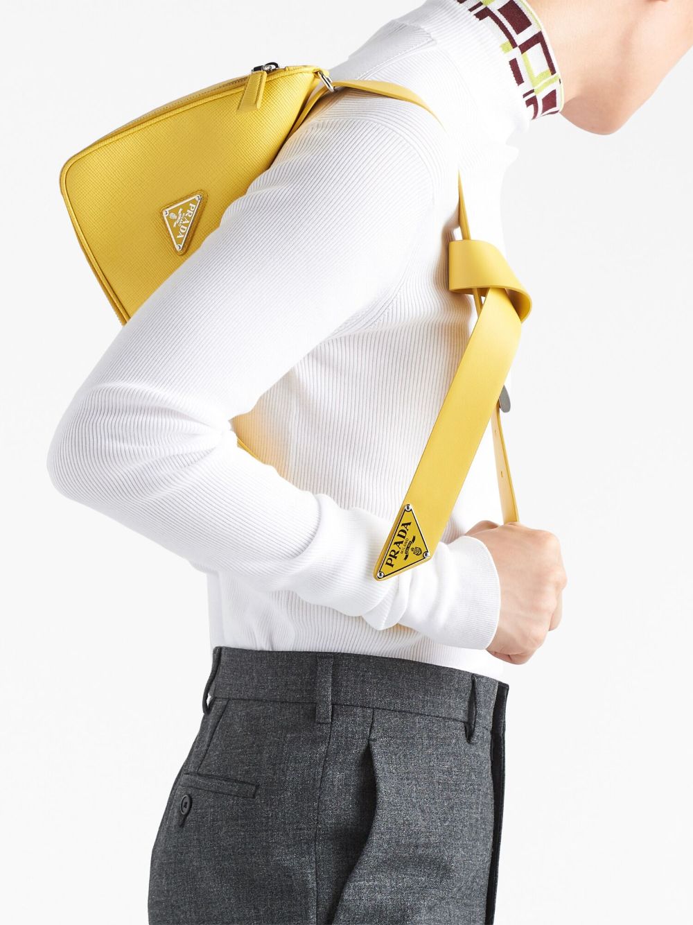 Pra*a triangle logo-plaque shoulder bag