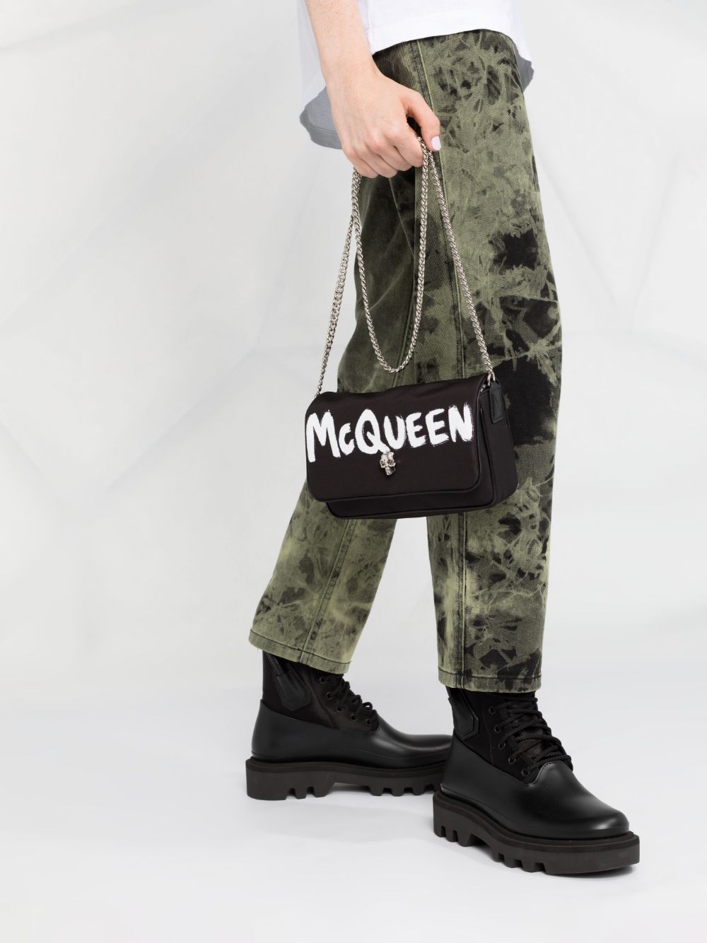 Alexander McQueen logo-graffiti-print crossbody bag