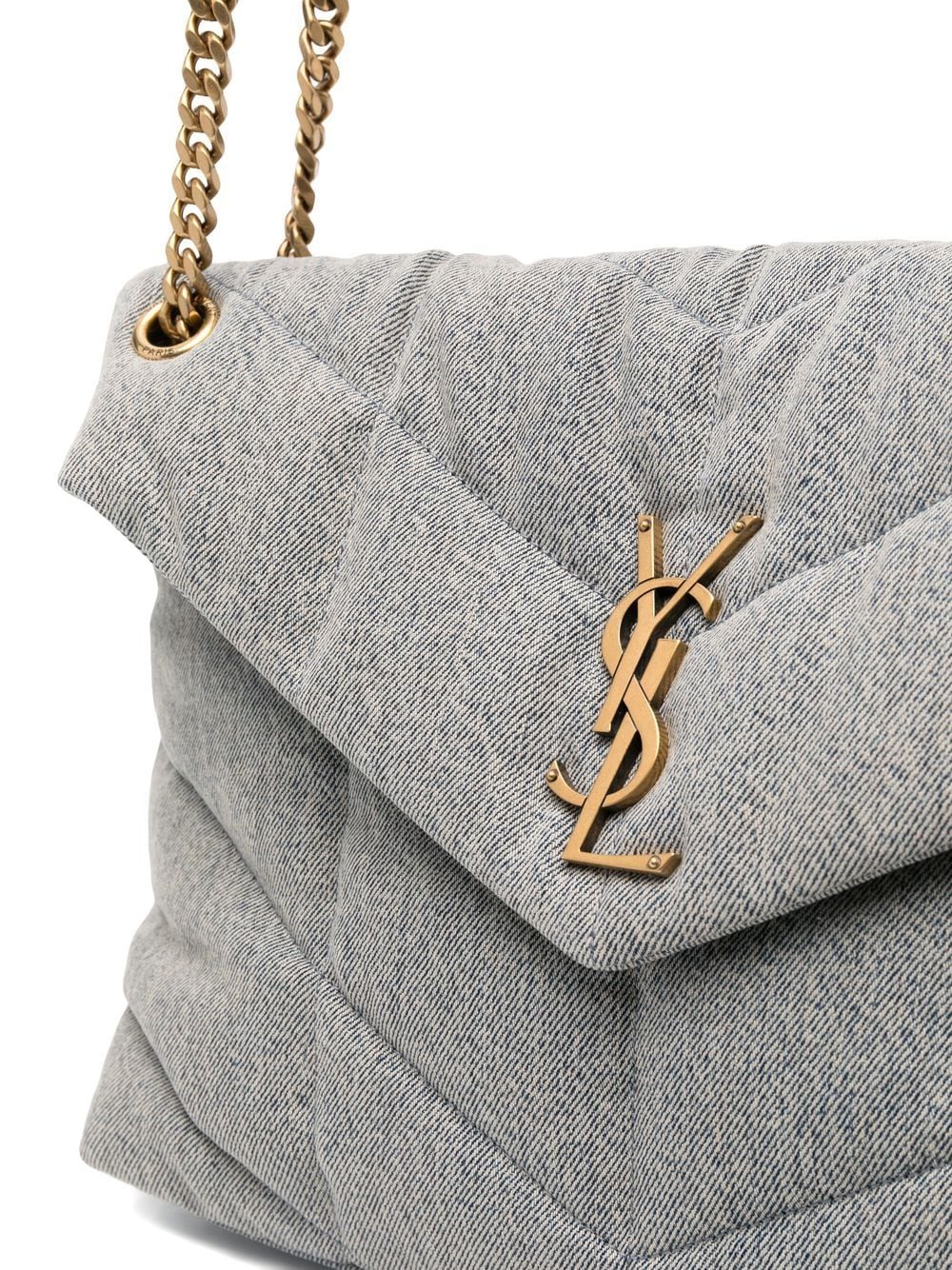 Saint Laurent Puffer denim shoulder bag