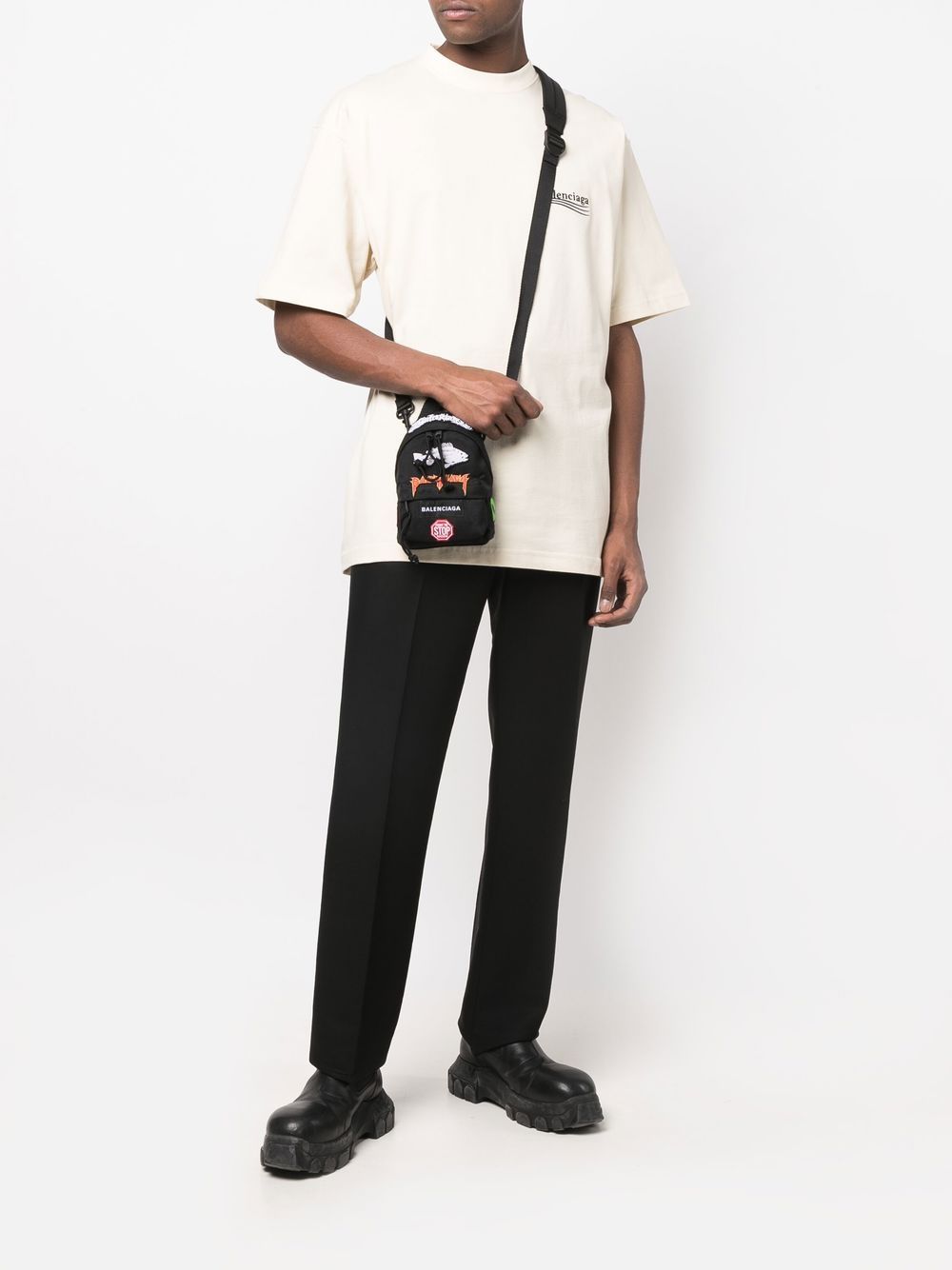 Ba*len*cia*ga patch-detail crossbody backpack