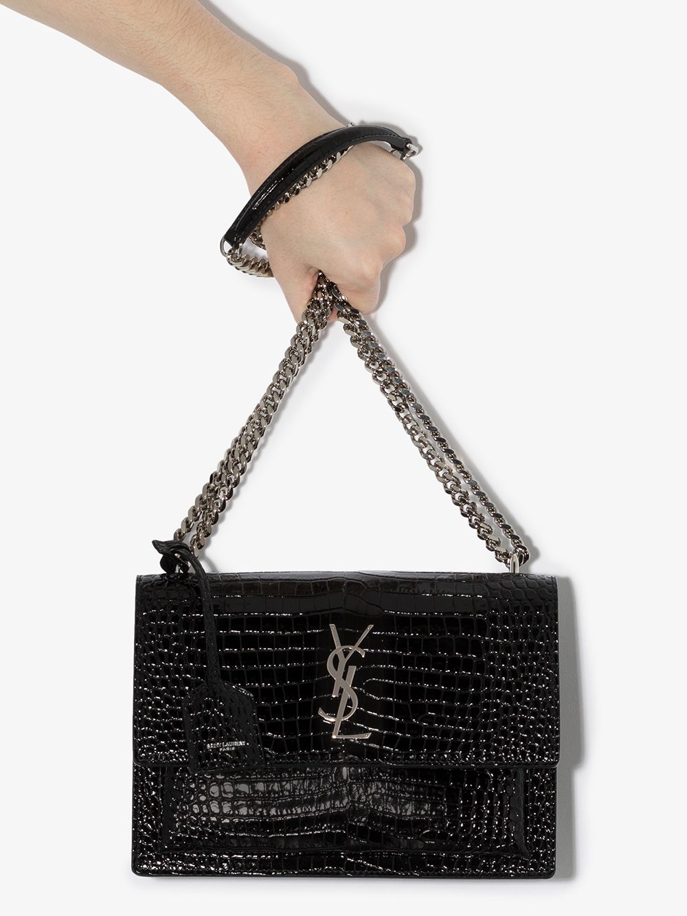 Saint Laurent Sunset croc-effect shoulder bag