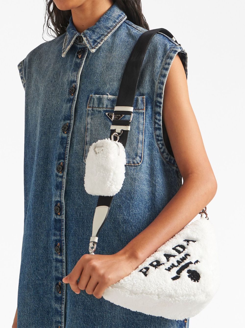 Pra*a triangle terrycloth shoulder bag