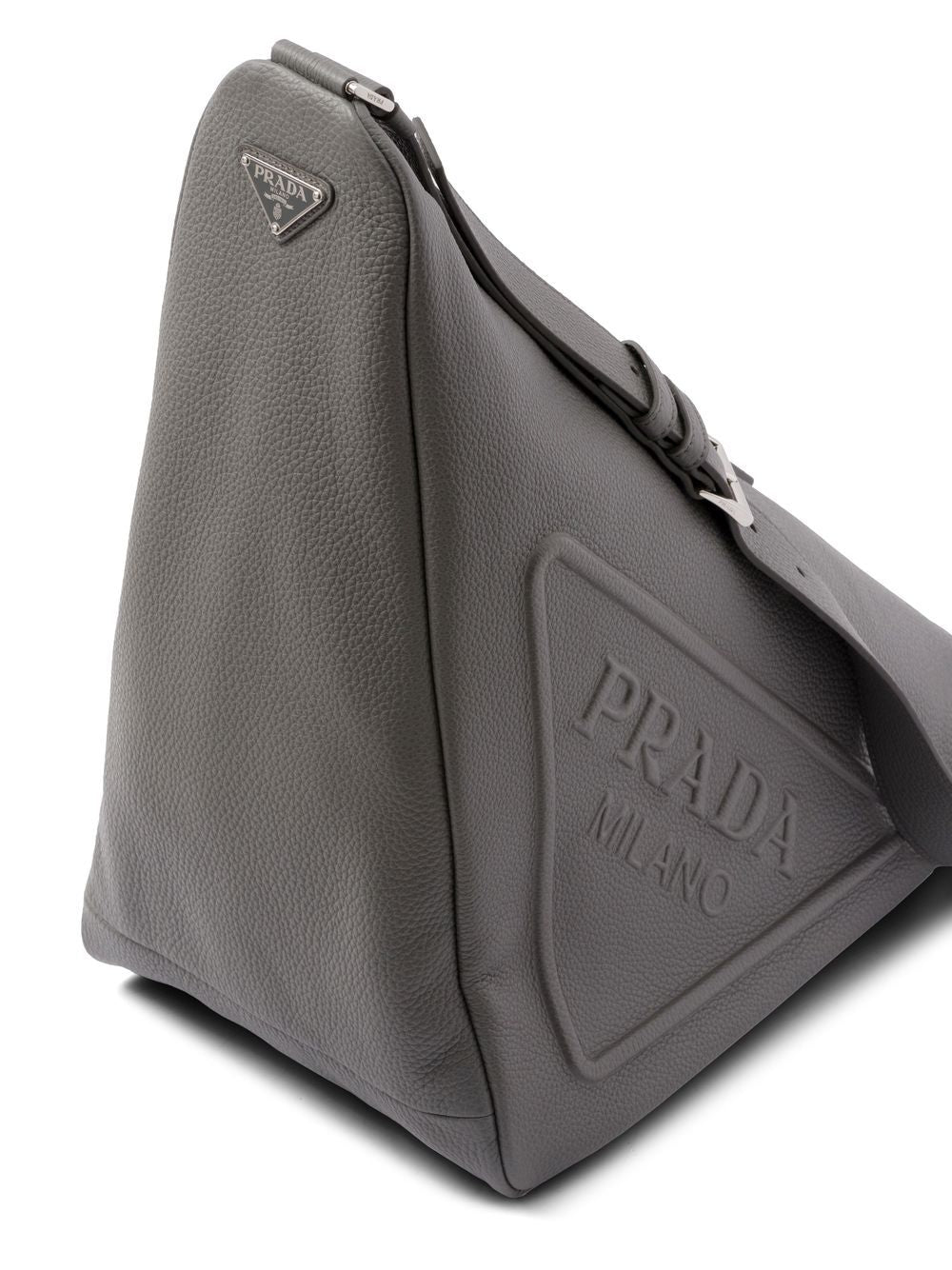 Pra*a triangle leather messenger bag