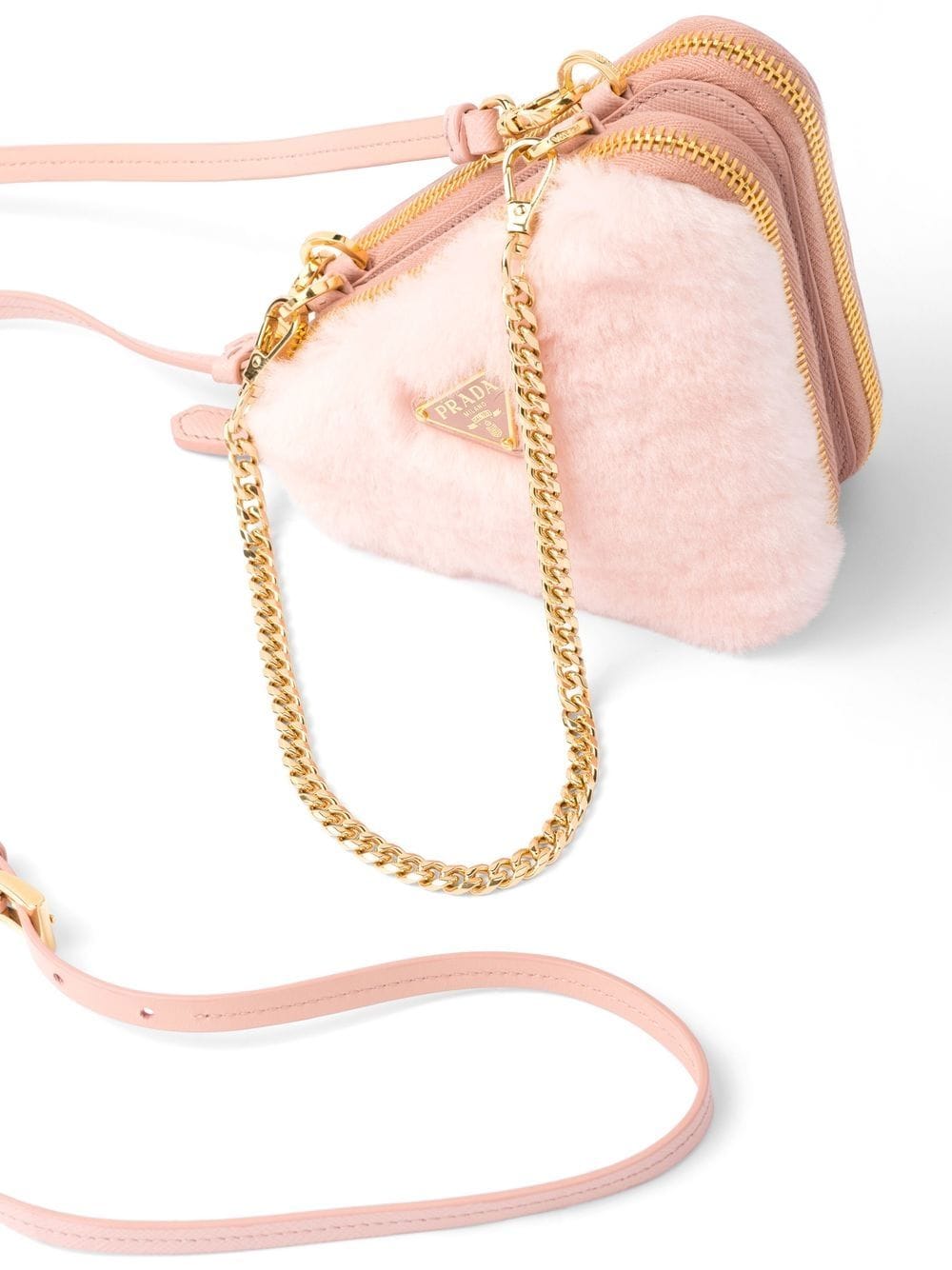 Pra*a mini shearling crossbody bag