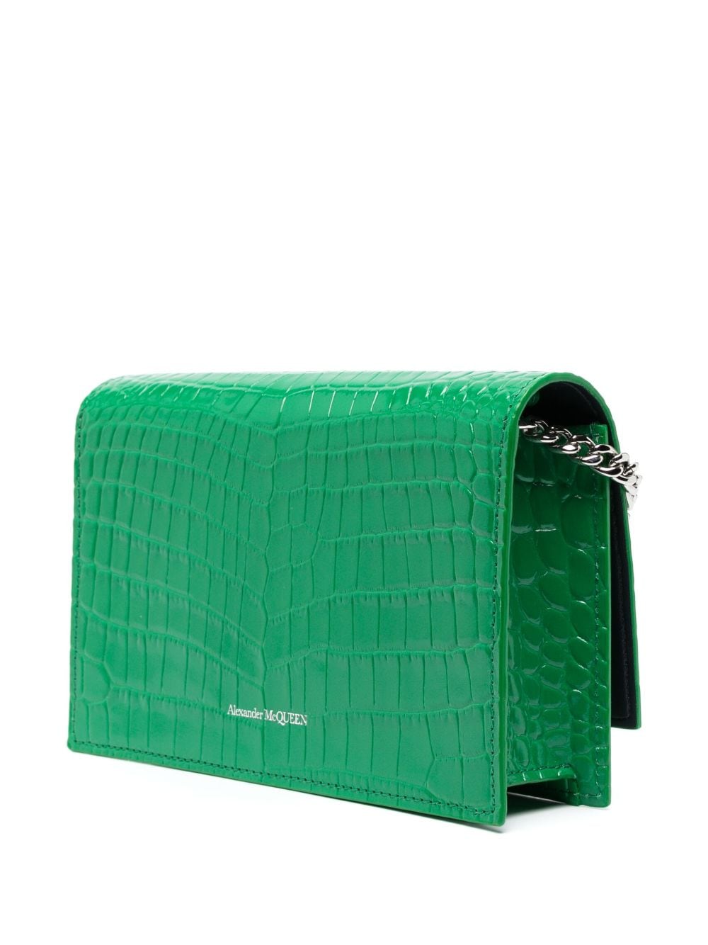 Alexander McQueen small Skull crocodile-embossed clutch