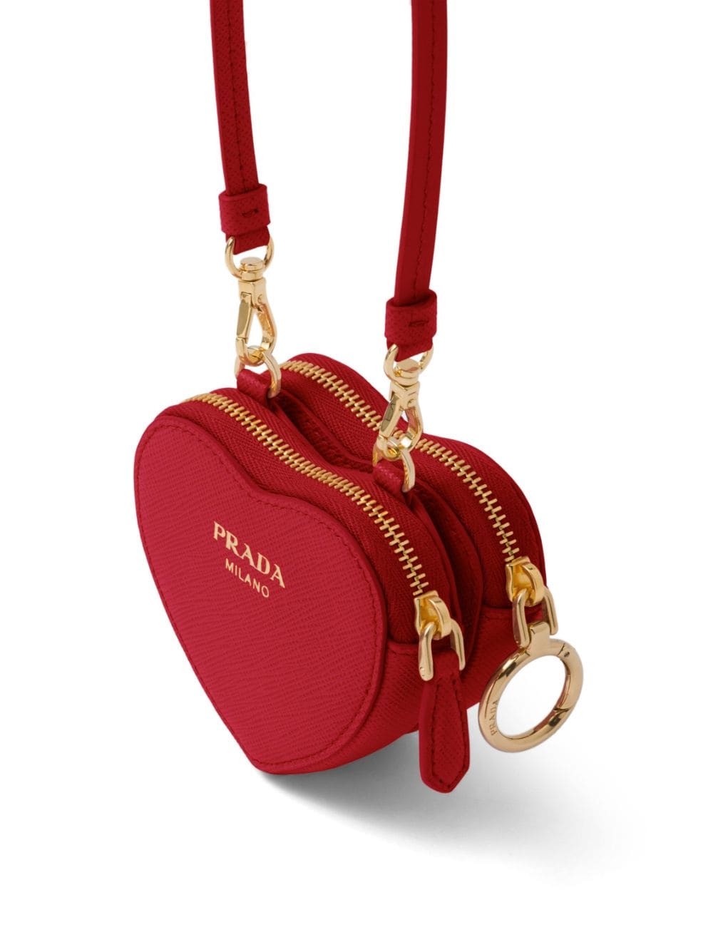 Pra*a odette heart-shaped leather mini pouch