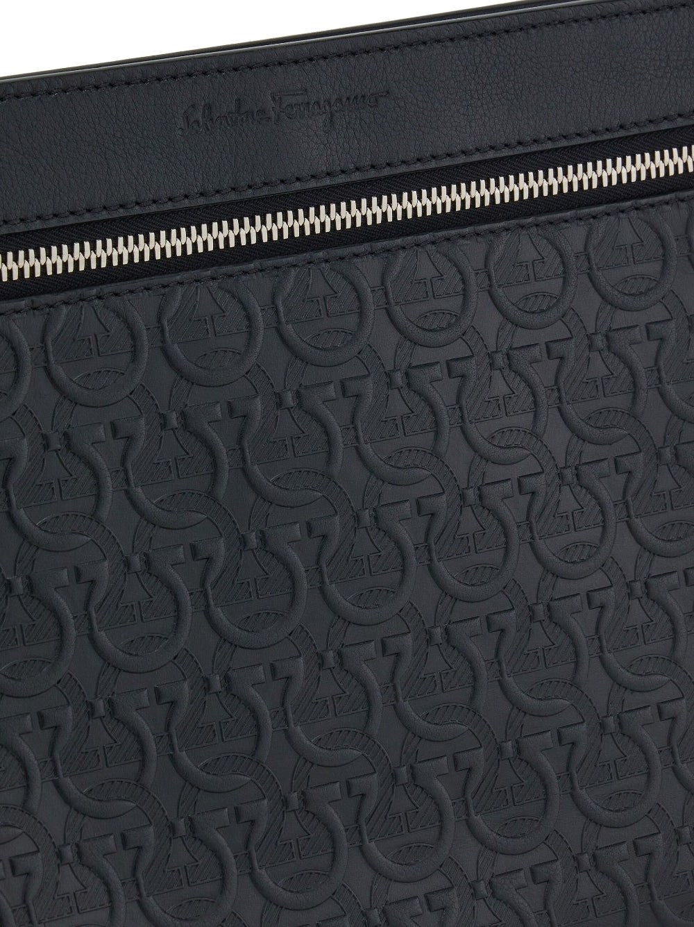 Ferragamo Gancini embossed zipped clutch