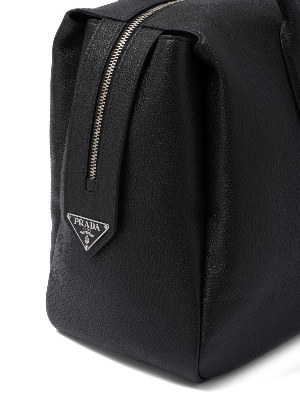 Pra*a triangle logo leather travel bag