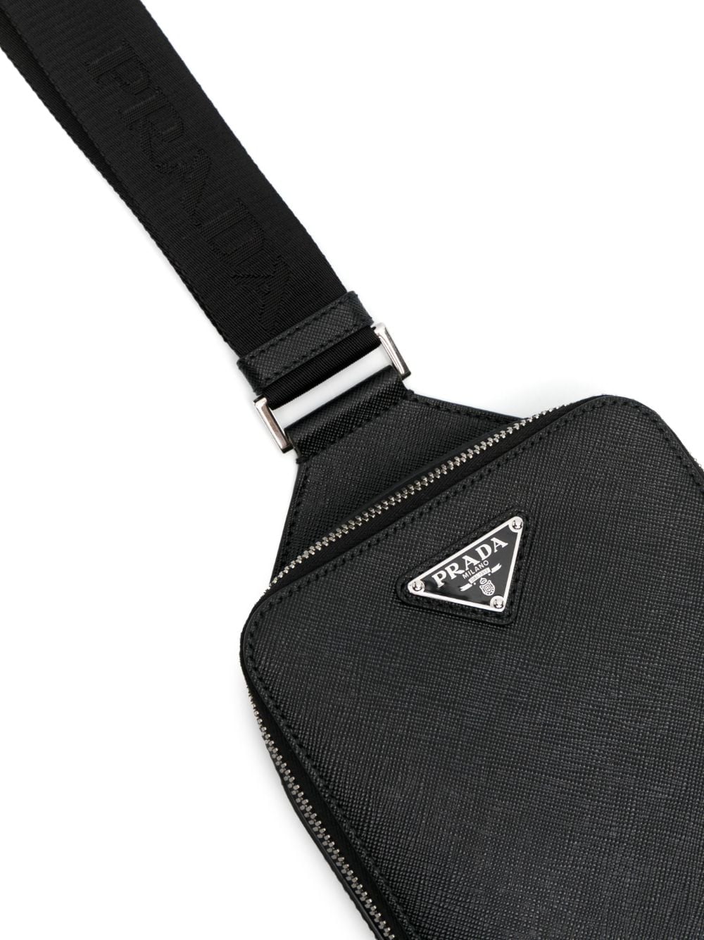 Pra*a triangle-logo leather messenger bag