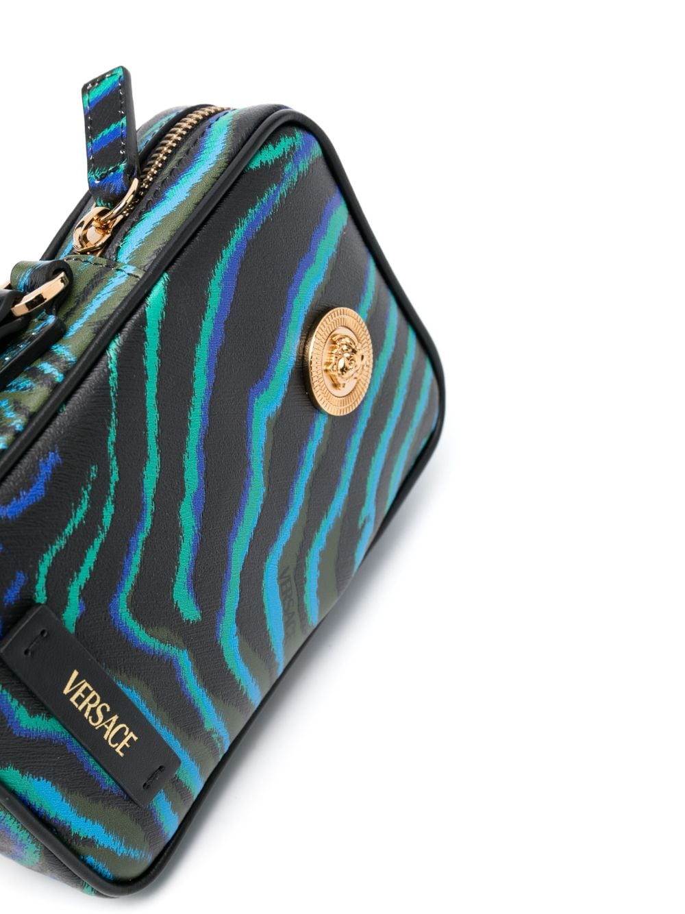 Versace zebra-print leather messenger bag