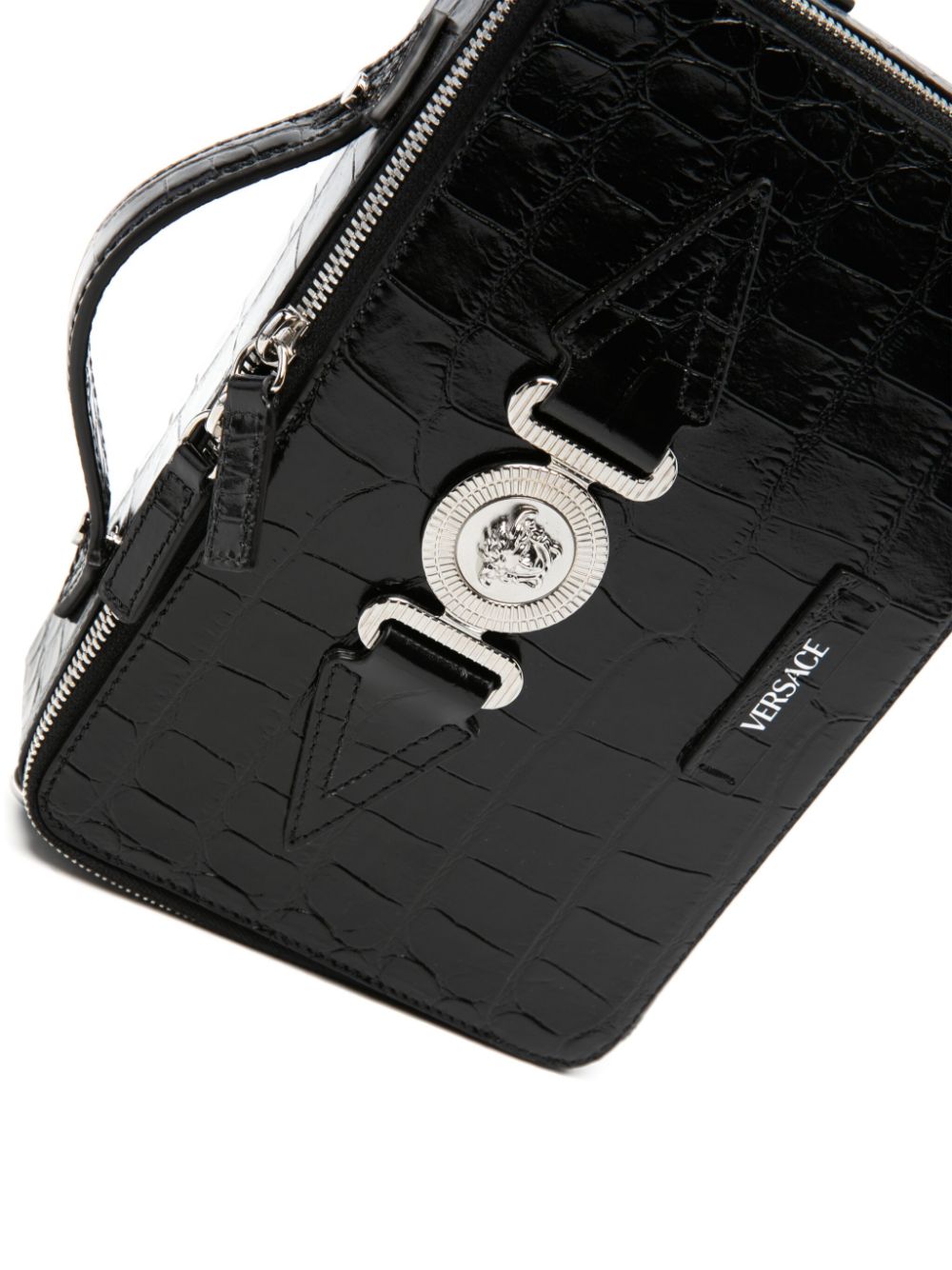 Versace Medusa-plaque leather messenger bag