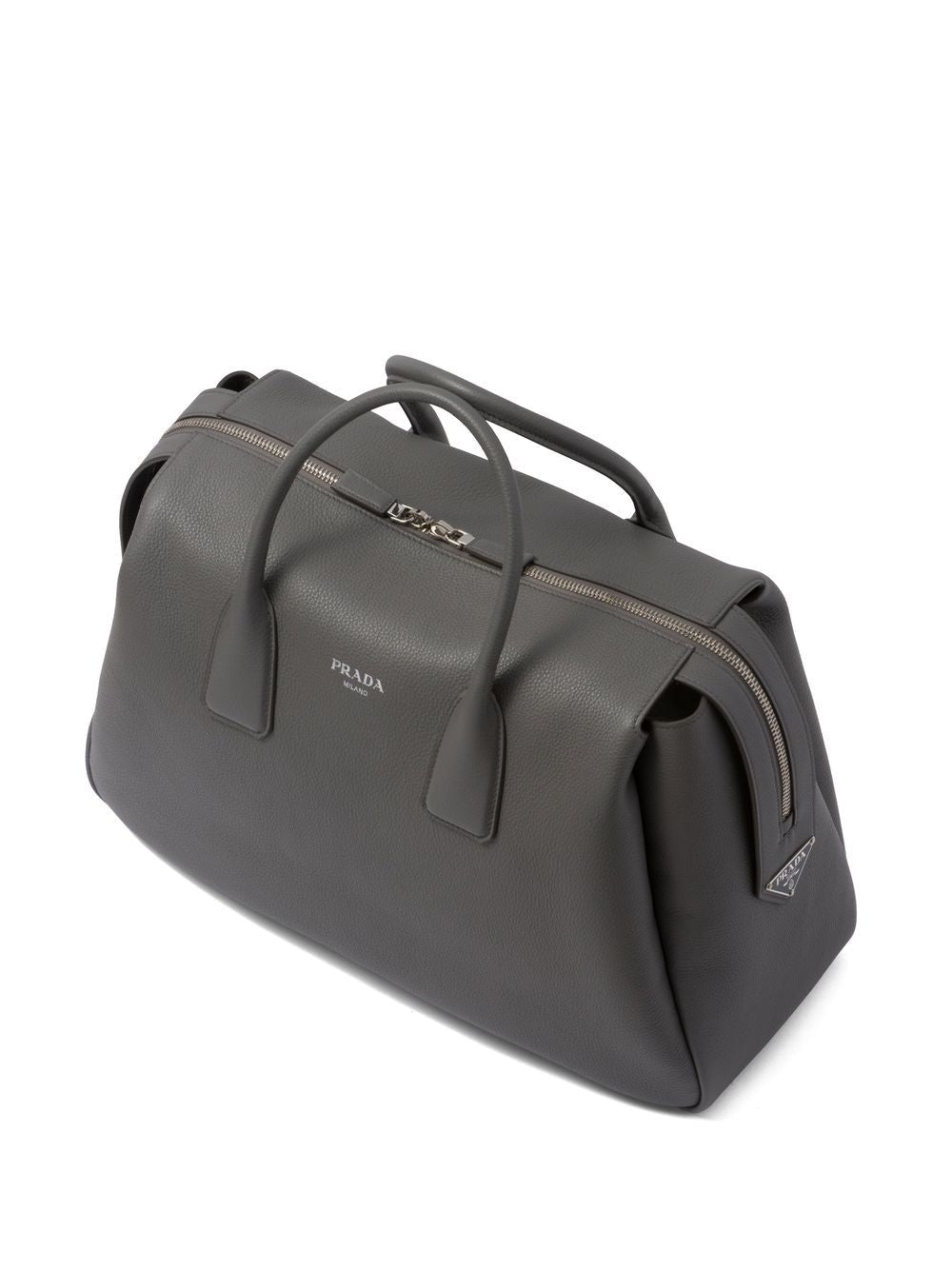 Pra*a triangle logo leather travel bag