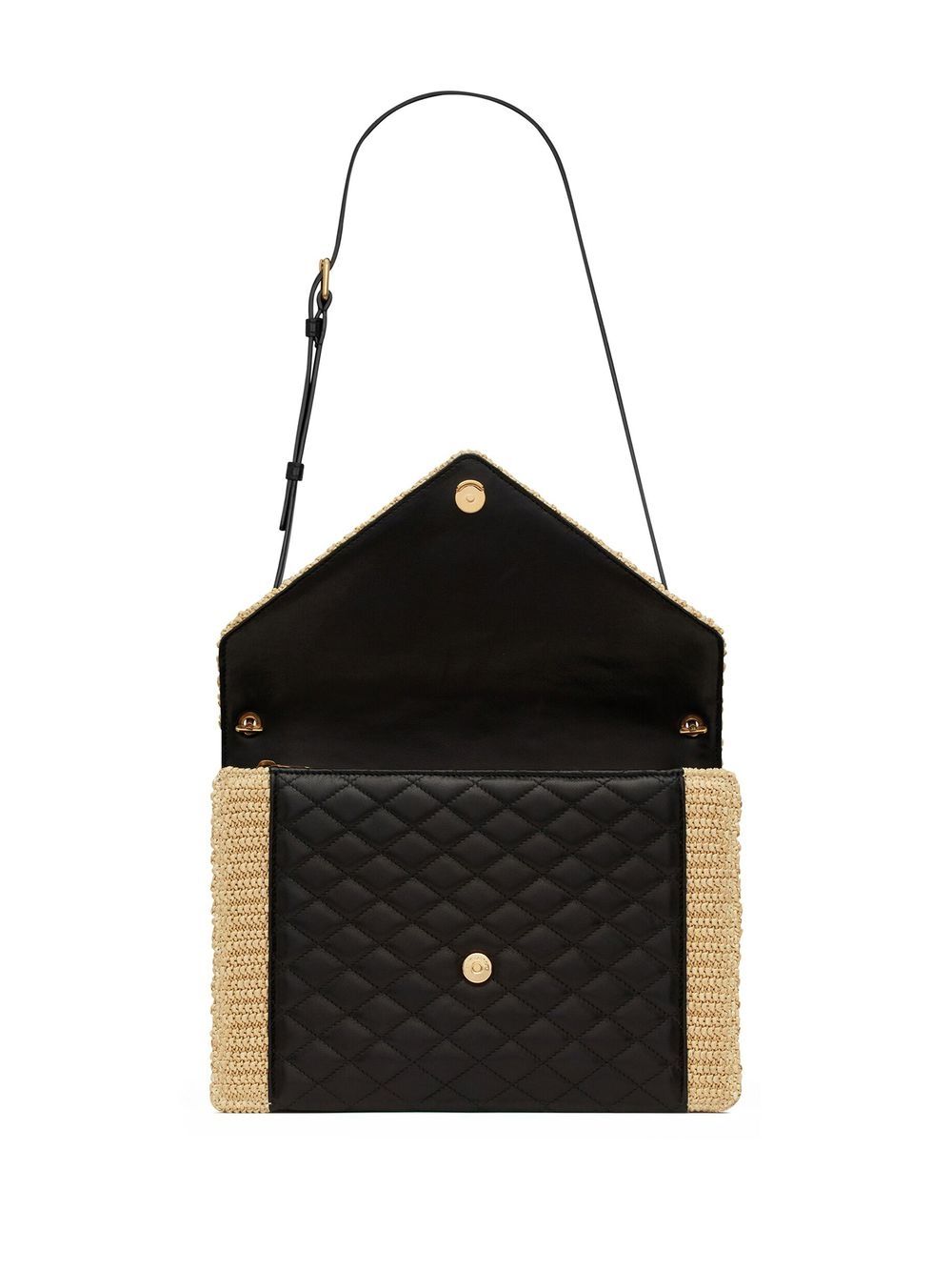 Saint Laurent Gaby raffia quilted-leather satchel