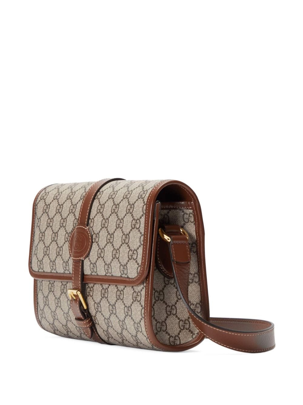 G*u*i leather-trim messenger bag