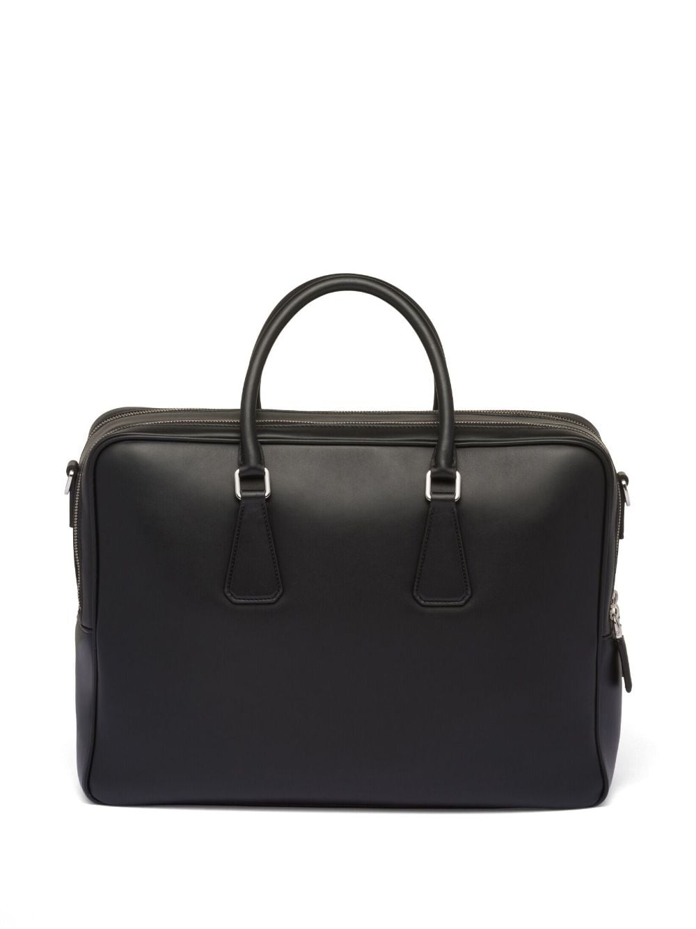 Pra*a triangle-logo saffiano leather briefcase