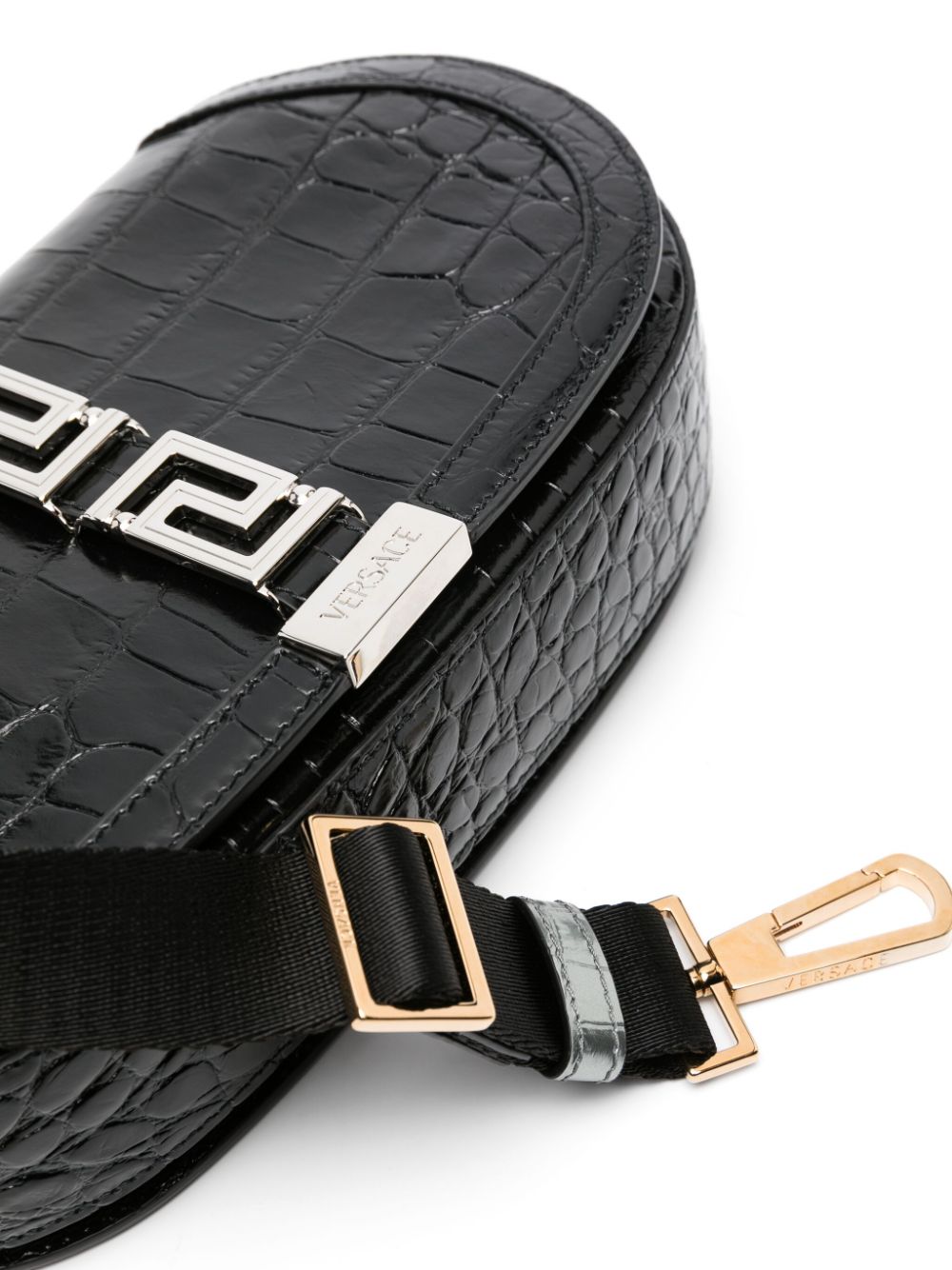 Versace Greca Goddess croc-embossed shoulder bag