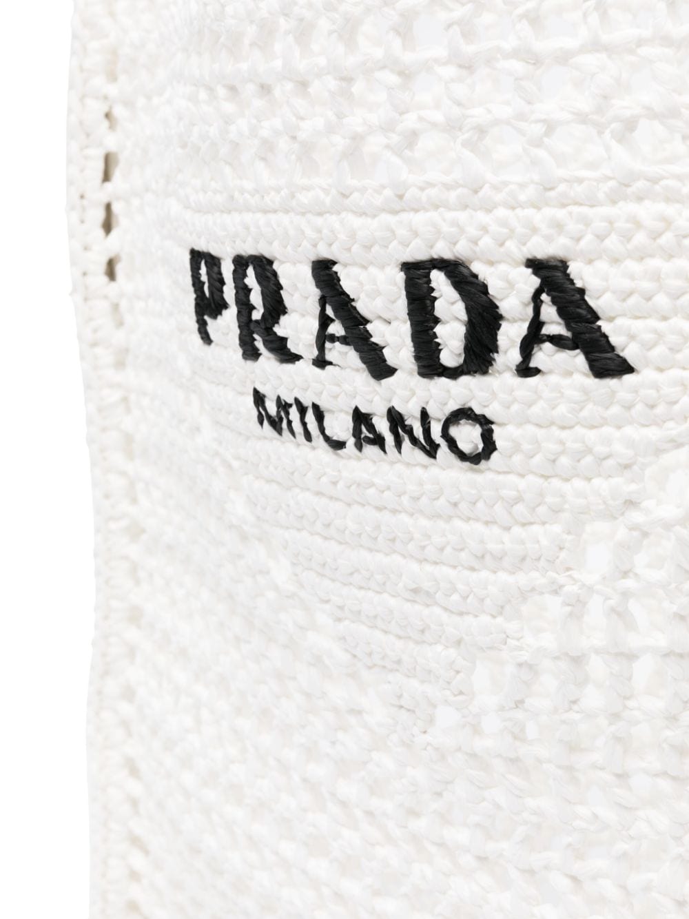 Pra*a logo-embroidered crochet tote bag