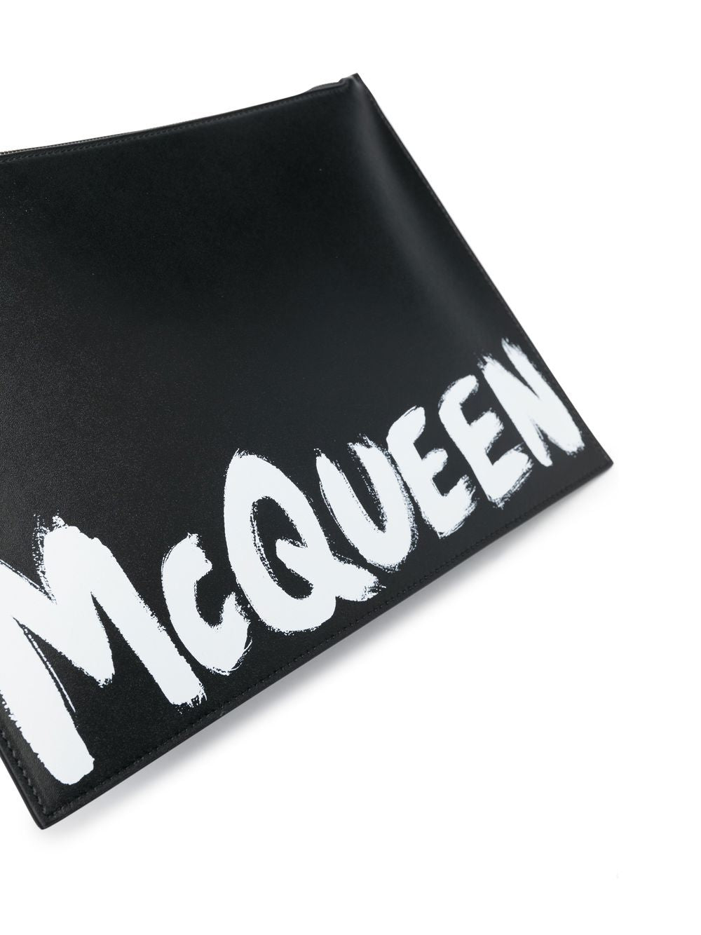 Alexander McQueen logo-print leather clutch bag