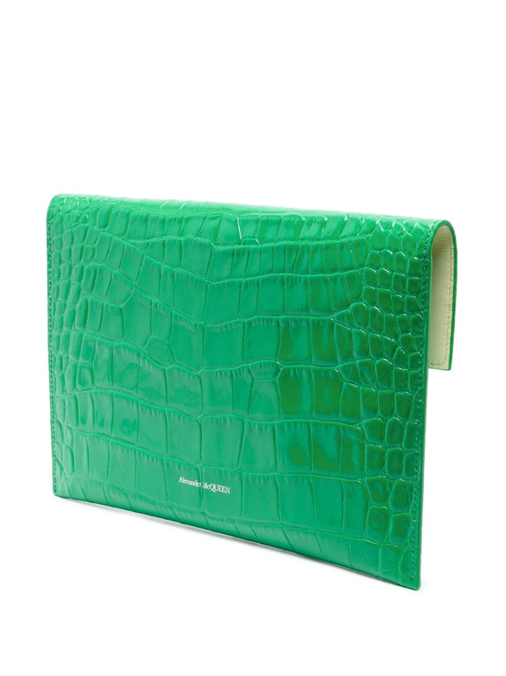 Alexander McQueen crocodile-embossed envelope clutch bag