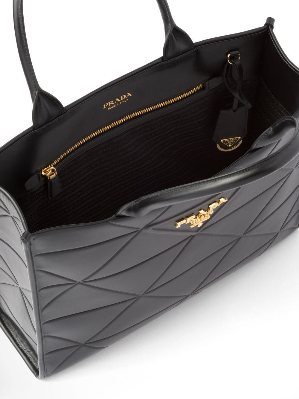 Pra*a large symbole leather tote bag