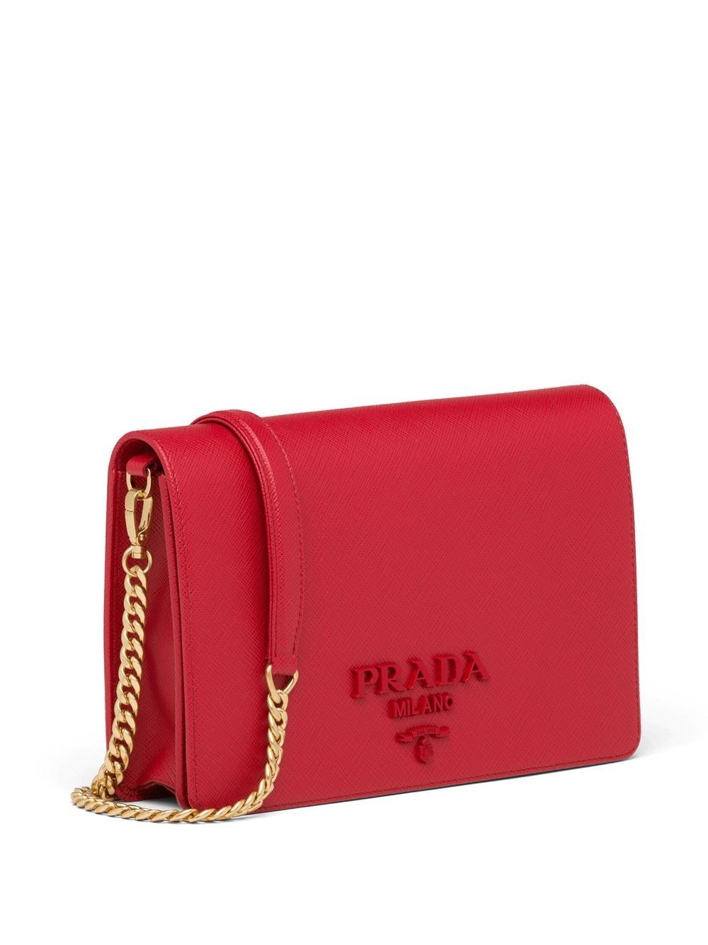 Pra*a logo-plaque saffiano leather mini bag